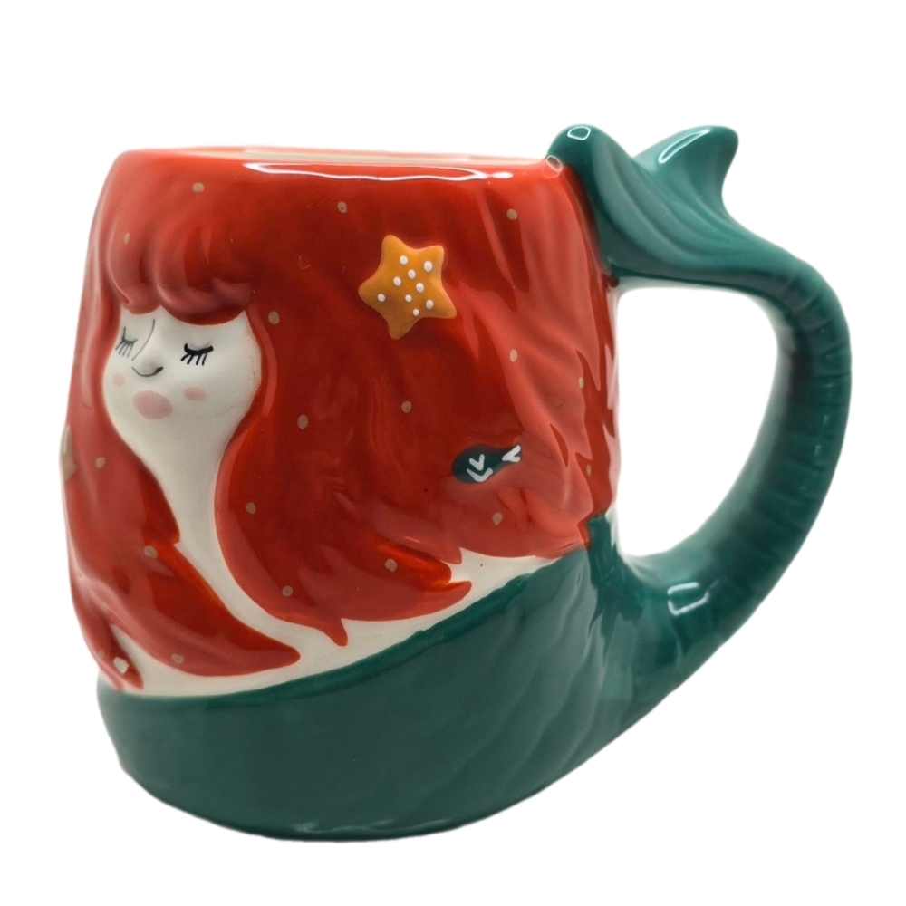 TAG Mermaid Coffee Mug | Tail Handle Novelty Cup Coastal Decor